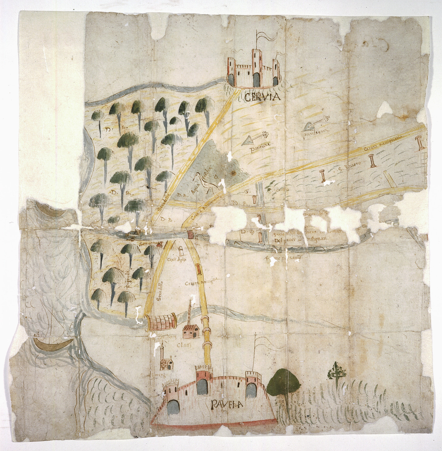Territorio tra Ravenna, Cervia e il mare Adriatico
autore: ignoto
data: secolo XV, seconda metà
dimensioni: cm 43,3x42,8
